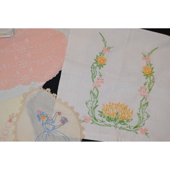 Vintage Linens Pretty Vanity Dresser Collection of Six Fresh Pieces - Picture 2 of 5